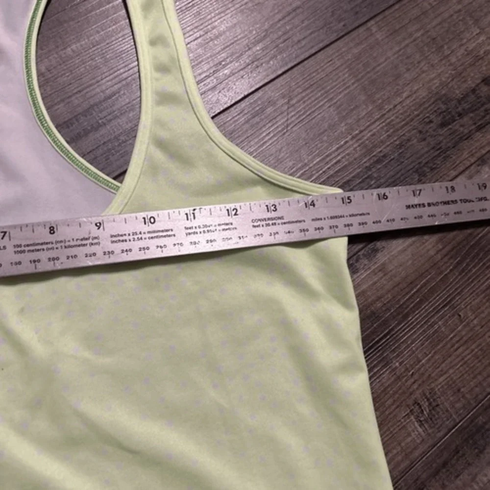 Lululemon Razorback Tank Top‎ Sz 8 Neon Green With Polkadots